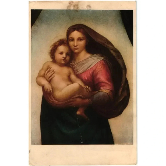 Madonna Di S. Sisto. Dettaglio Hircle Forde Raffaello Sanzio 1483-1520 Postcard - Picture 1 of 2